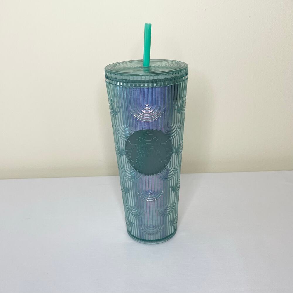 Starbucks Spring Iridescent Mermaid Scales Grid Tumbler 24oz Venti 2022